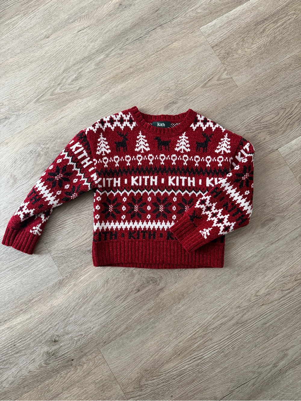 Kith Red, White & Black Fair Isle Crewneck Sweater